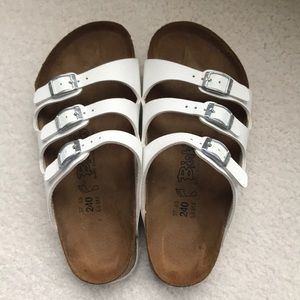 Birkenstock white Florida sandals 37 hard footbed